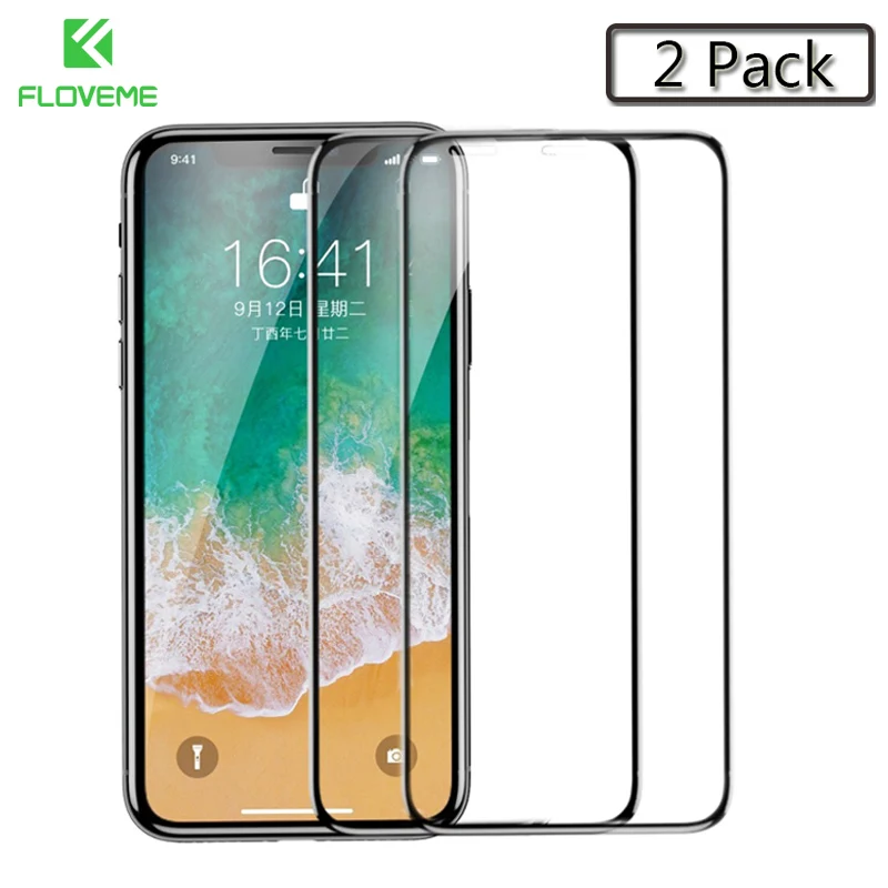 2 Pack FLOVEME закаленное стекло для iPhone X Xs Max Стекло 9H 0,25 мм полное покрытие Защита экрана для iPhone Xs XR стекло защитная пленка 3D - Цвет: 2 Pack