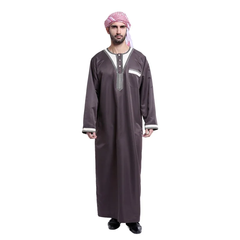 Модные Для мужчин Саудовская Стиль Тобе Thoub Абаи халат Daffah Dishdasha исламский