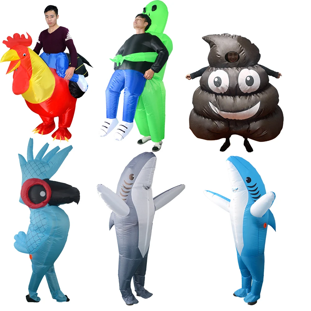 Забавные вечерние надувные костюмы из мультфильма курица Акула попугай