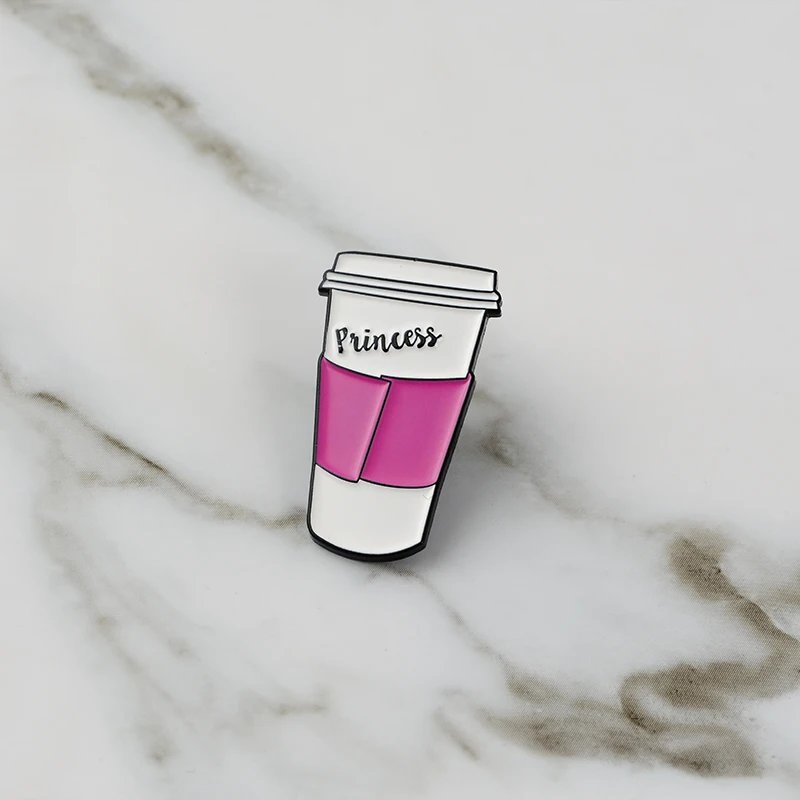 Эмалированная брошь в виде чашки кофе принцессы розовая кружка металлическая