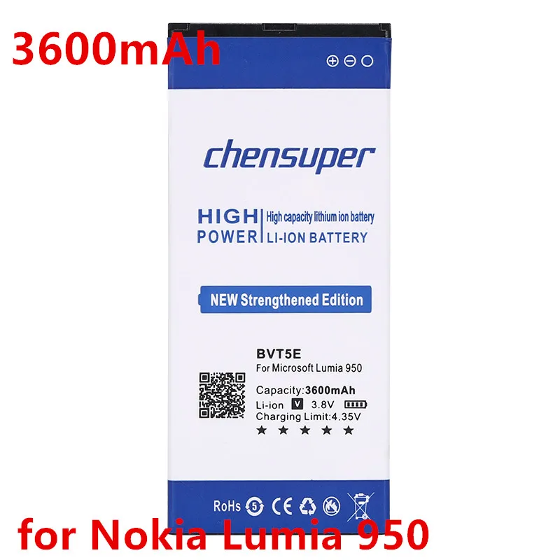 Chensuper 3600mAh BV-T5E BVT5E литий-ионный аккумулятор для телефона Nokia Lumia 950 RM-1106 RM-1104 телефон