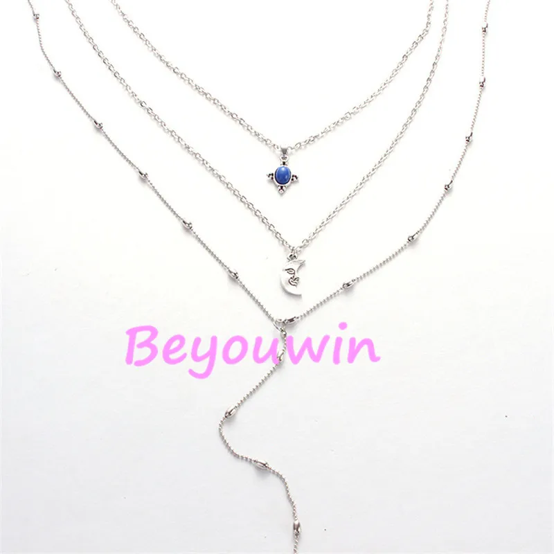 200 шт./лот модное дизайнерское женское колье серебристого цвета три слоя оптовая