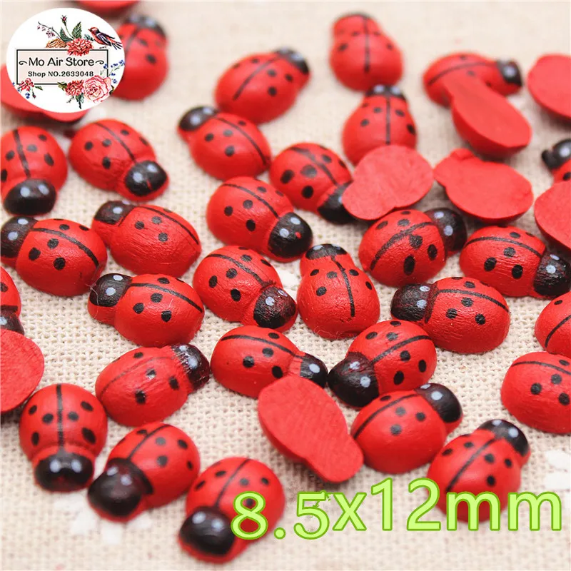 Декоративная деревянная пуговица Красная божья коровка/пчела плоская спина