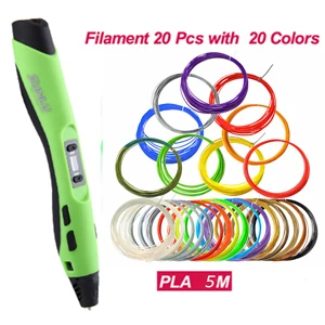 300AGreen-PLA-20Pc Рождественский подарок для детей SUNLU 3D Ручка низкотемпературная SL-300A 3d печать Ручка 3D печать нити для нового года подарок - Цвет: 300AGreen-PLA-20Pc
