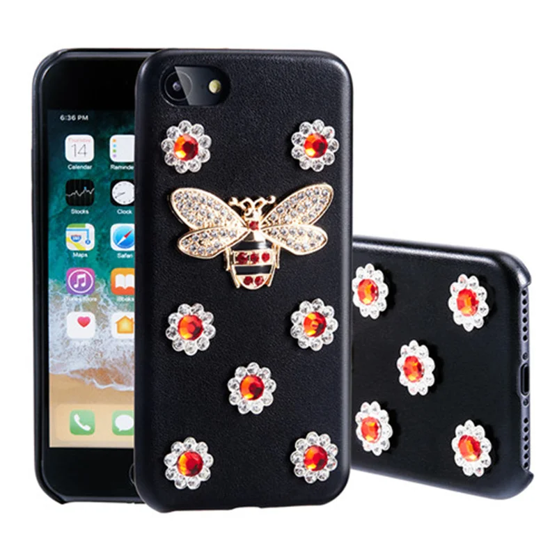 Aoweziic Мода для iPhoneX 7 8 плюс 6 s+ плюс XR XS MAX Kawaii DIY Bling Блеск Кристалл Bee из мягкой кожи с ремешком телефон случаях - Цвет: H