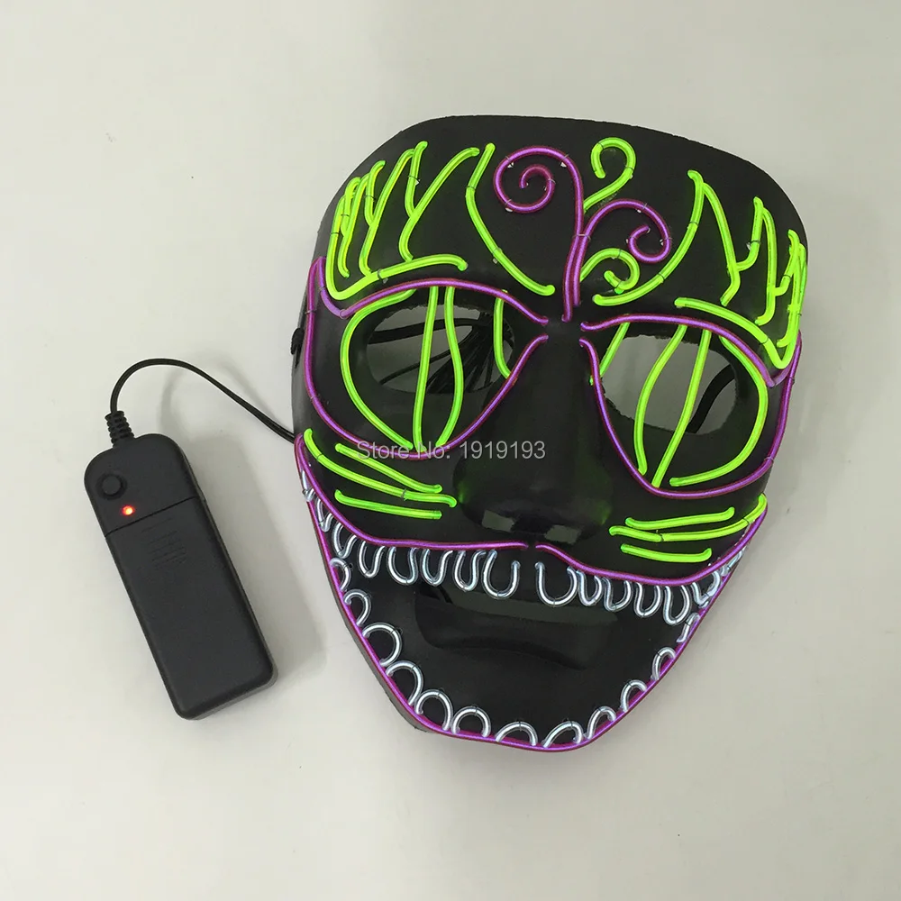 Смешные Rave Led Ужасы мигающие маски для дня рождения EL Sawtooth страшная маска