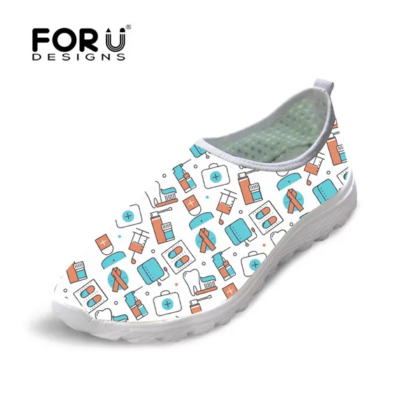 H7463AA FORUDESIGNS/милые женские кроссовки для медсестры; сезон весна-лето; обувь на плоской подошве из дышащего сетчатого материала для женщин; Модная Повседневная пляжная обувь для девочек; светильник - Цвет: H7463AA