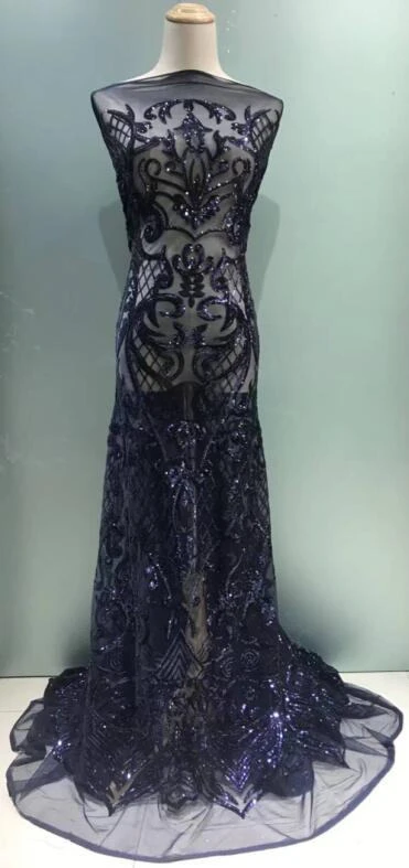 Африканская кружевная сетчатая ткань 2018 французская с блестящими блестками