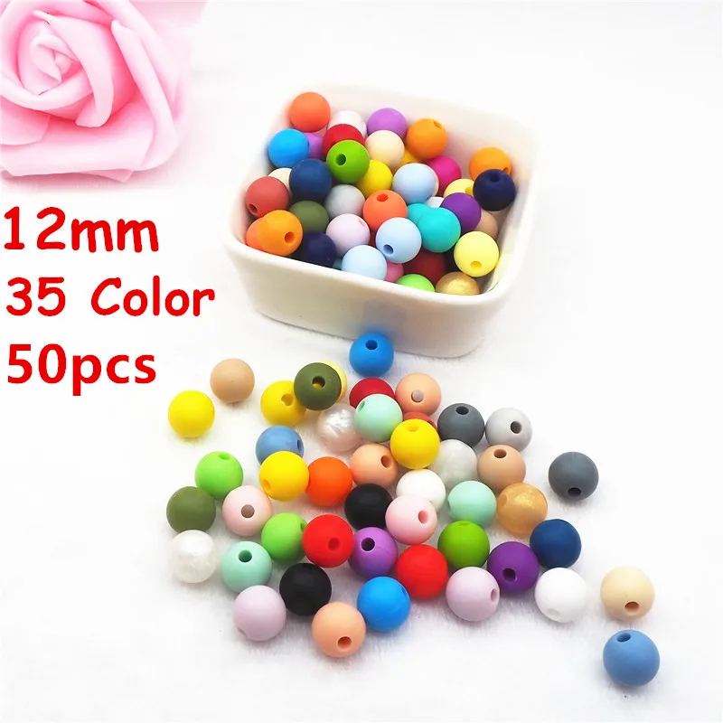 

Chengkai 50pcs Silicone Beads 12mm Eco-friendly Sensory Teething Necklace Food Grade Mom Nursing DIY Jewelry Baby Teethers