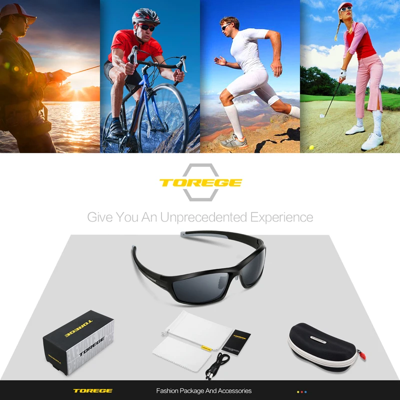 Мужские и женские очки унисекс TOREGE черные поляризационные солнцезащитные с