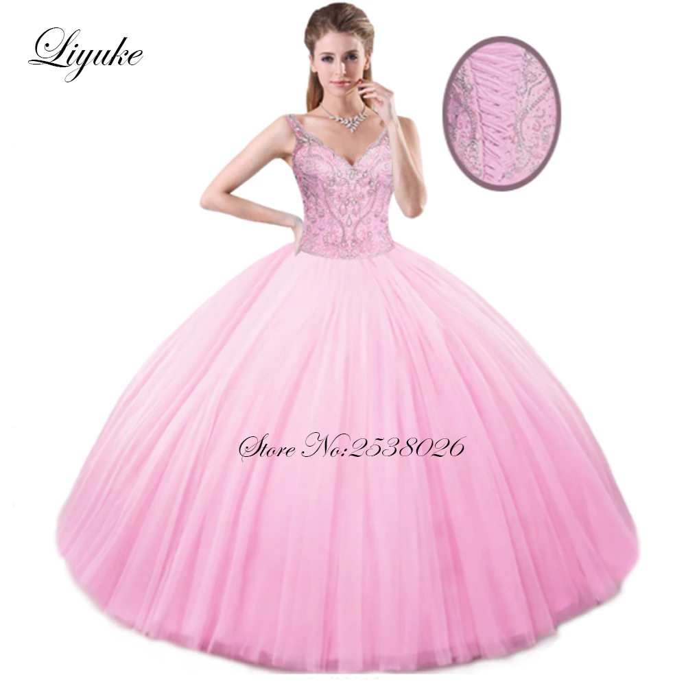 Liyuke Очаровательные бальные платья Quinceanera с Стразы и бисером со шнуровкой на спине