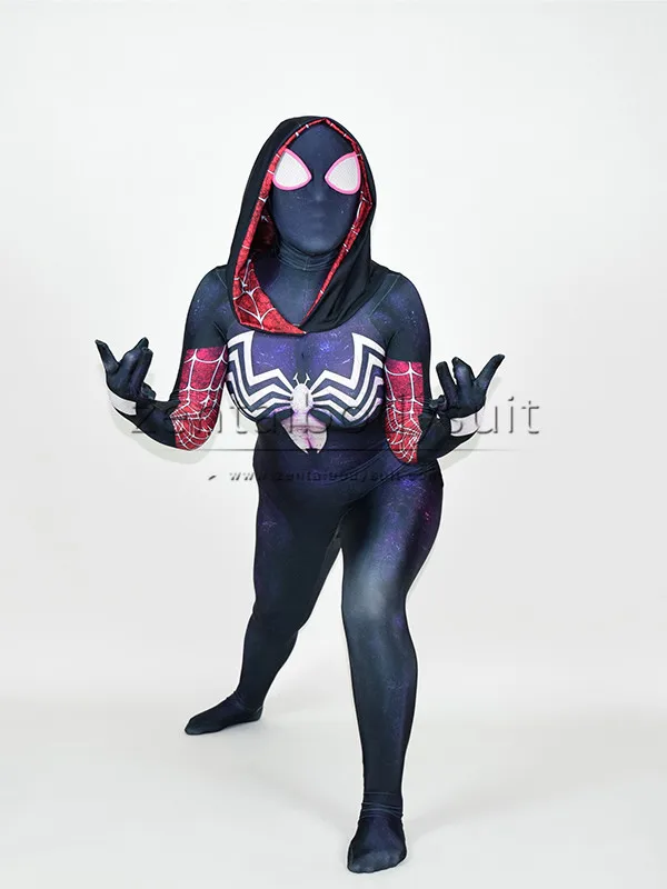 Gwenom Косплей Костюм Femme Symbiote Venom костюм паук Гвен Стэйси Супергероя человека