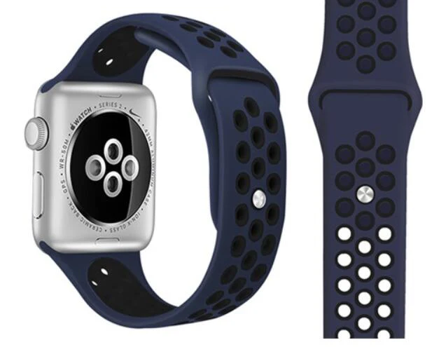 midblueblack Гибкий Спортивный ремешок для Apple Watch, силиконовый ремешок серии 5/4/3/2/1 38 42 мм 40 мм 44 мм, браслет для iwatch 5 4 3 2 1 - Цвет ремешка: midblueblack