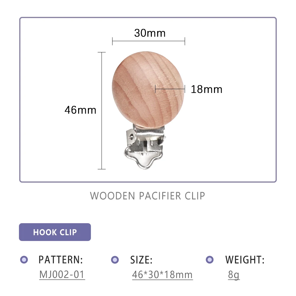 MJ002-01 TYRY.HU 1pc fox Pacifier Chain Clip Wooden crochet clip Food Grade Safety Silicone Clip Baby Teether Teething Bead Baby Products - Color: MJ002-01