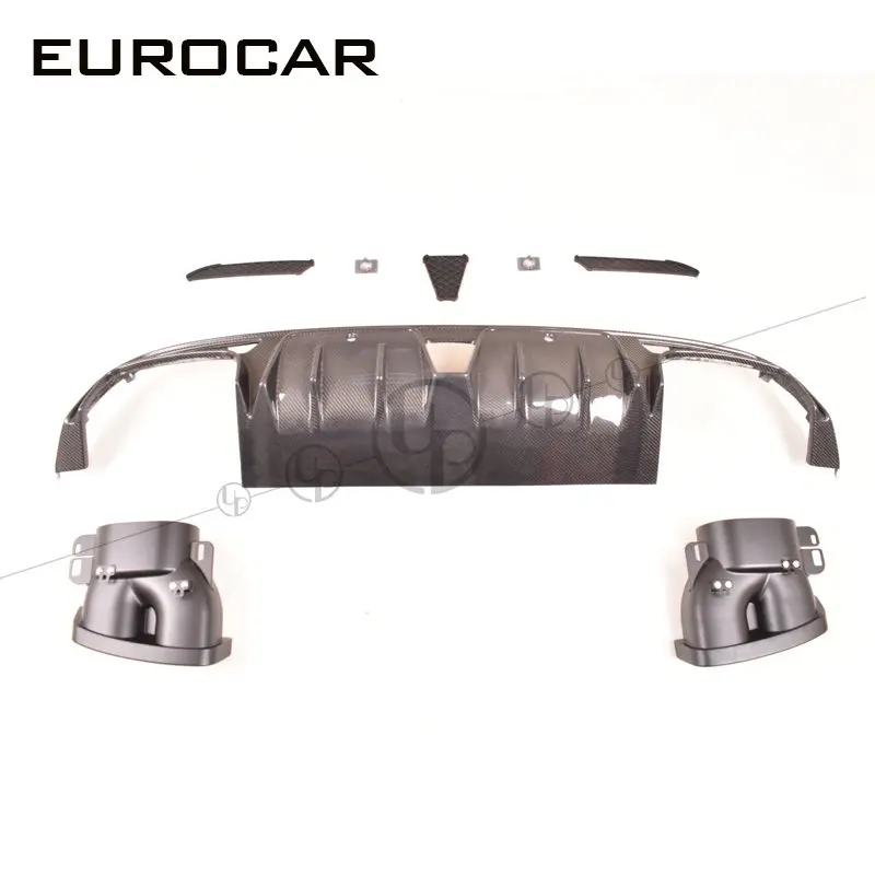 rear diffuser W205 бампер C63 углерода передняя губа w205 задний диффузор для губ выхлопные трубы глушители w205 заднее крыло подтяжку лица, чтобы B650 для C63 B стиль - Цвет: rear diffuser