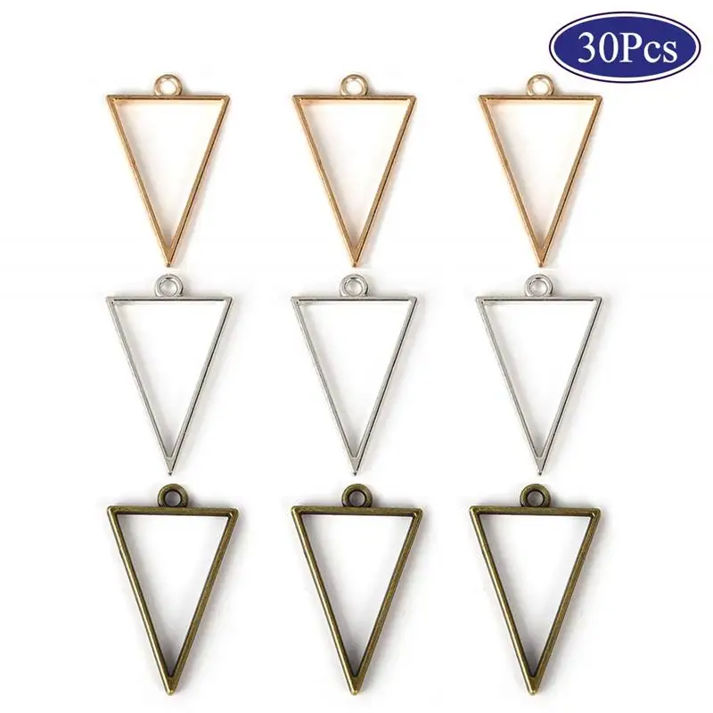 Triangle Mixed-30pcs 10 шт установка в открытую рамку Пустые Подвески Ассорти геометрические полые прессованные цветы полимерная рамка Формочки ободок DIY Изготовление ювелирных изделий - Окраска металла: Triangle Mixed-30pcs