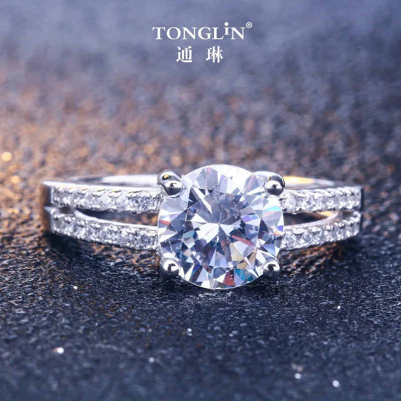 Женское серебряное кольцо TONGLiN 925 пробы с блестящим камнем на День святого