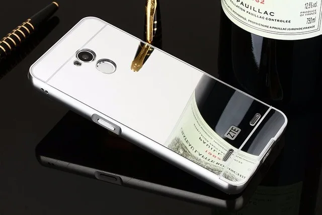 Silver Зеркальный автомобильный чехол для zte V7 LITE чехол Роскошный Алюминиевый металлический бампер рамка задняя крышка для zte Blade V7 Lite корпус Coque - Цвет: Silver