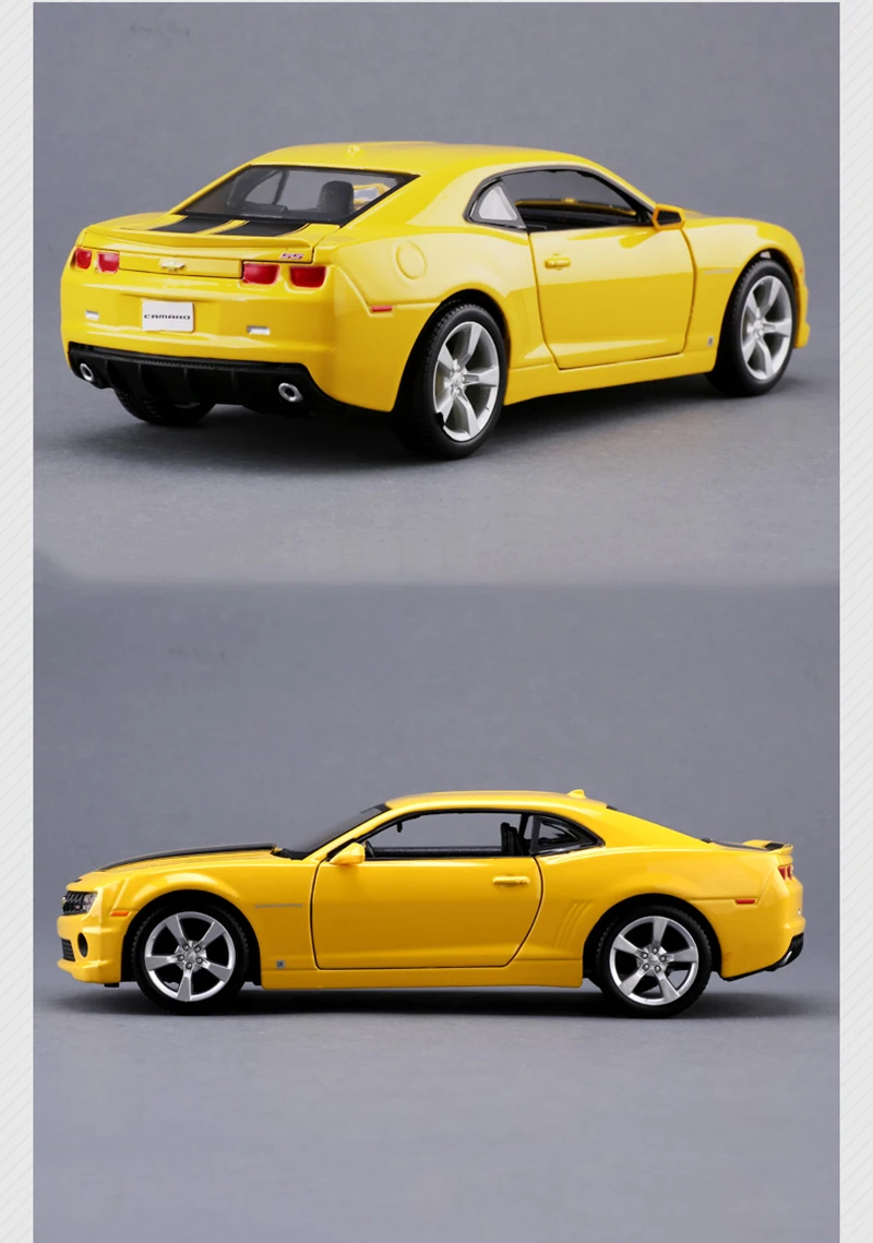 1/24 Chevrolet Camaro SS RS 2010 Bumble Bee желтый цвет Модель автомобиля игрушки для детей Brinquedos коллекции дисплеев