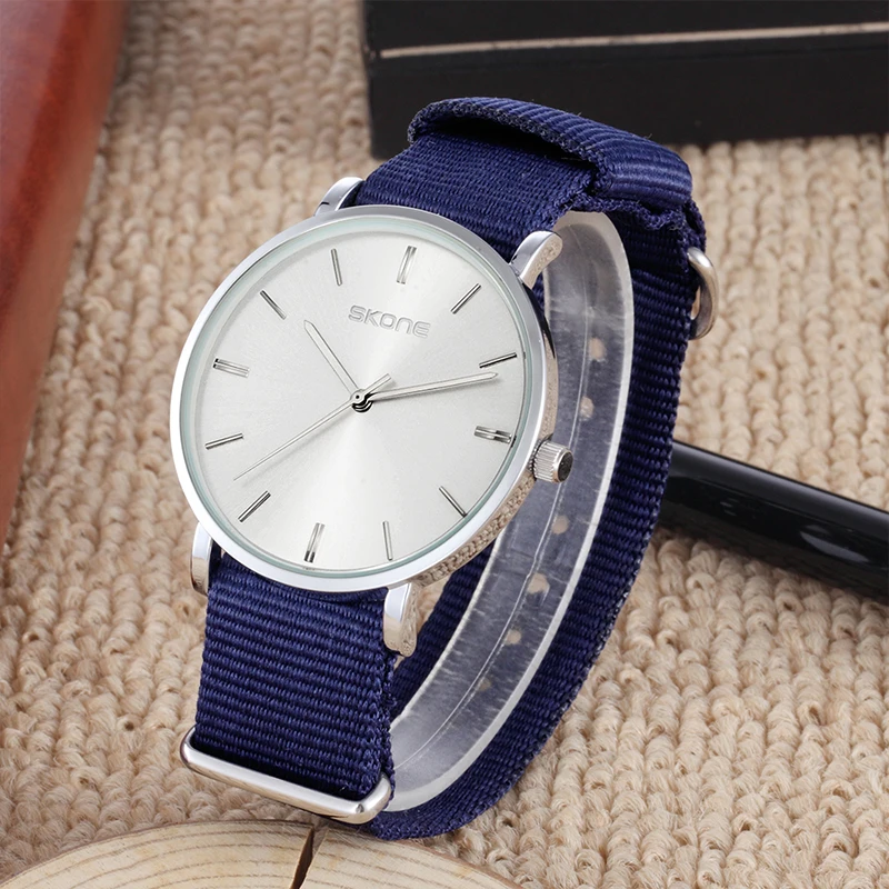SKONE модные элегантные часы мужские и женские кварцевые нейлоновые ремни