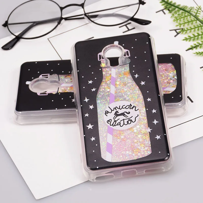 Reaoom for Meizu M5 Case Glitter Dynamic Liquid Star Quicksand Colorful Cute Bottle Unicorn Clear Cover Capa Meilan 5 |