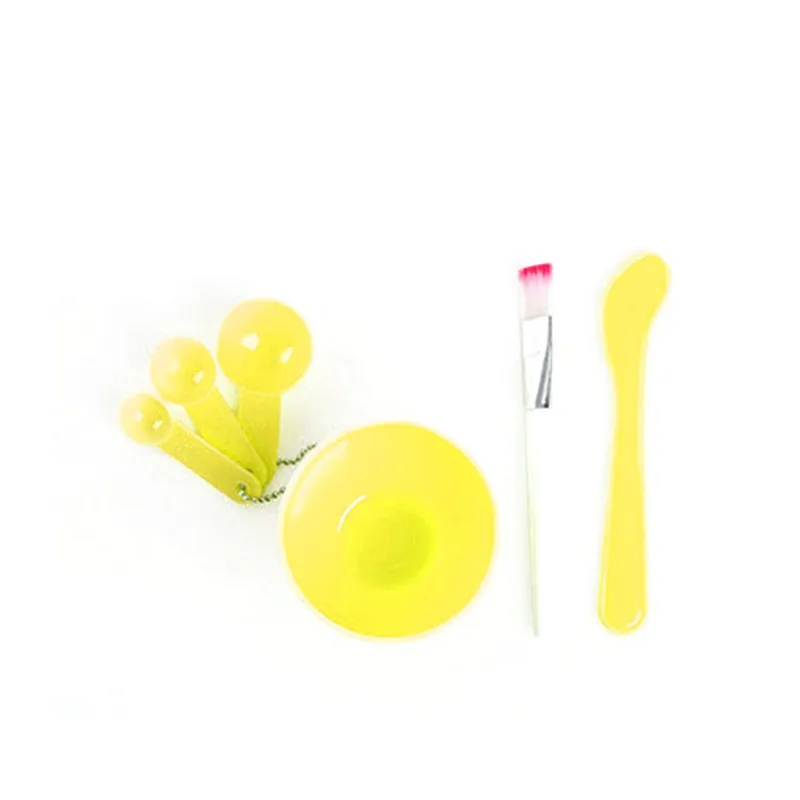 Yellow 1 комплект маска для лица смешивающая чаша косметические маски для лица миска DIY Косметика кисточка для макияжа и маски Смешанная палочка Измерительный набор ложек 4в1 6 цветов - Цвет: Yellow