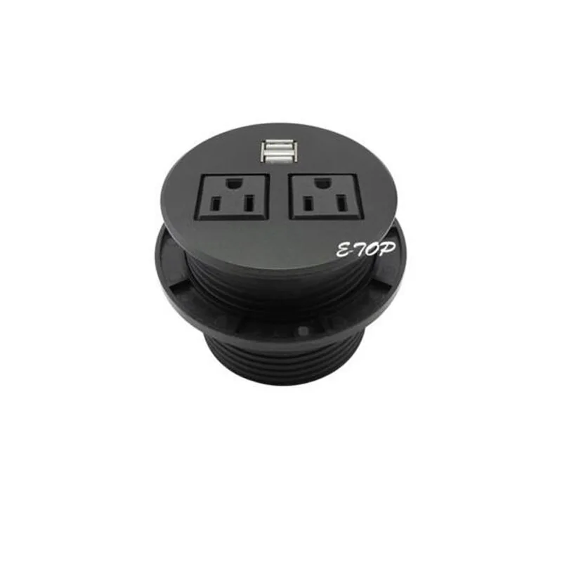 Настольная розетка с двумя плоскими выходами и 2 usb портами встроенный скрытый