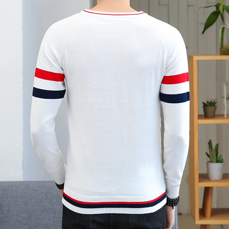 2019 осенний Контрастный ЦВЕТНОЙ свитер мужской с круглым вырезом Хлопковый