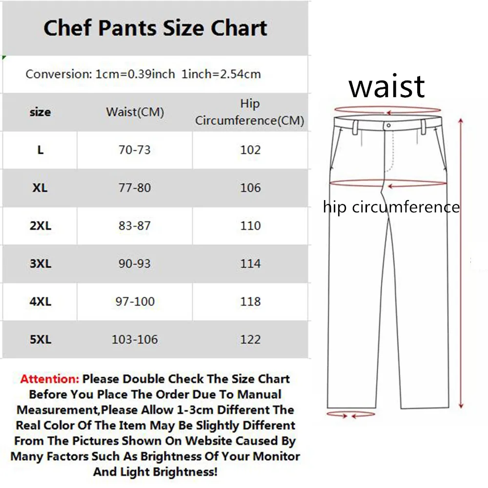 

Chef Pants Elastic Waist Long Pants Waiter Cozinha Hotel Food Service Kitchen Restaurant Wear Clothes Trousers Wholesale