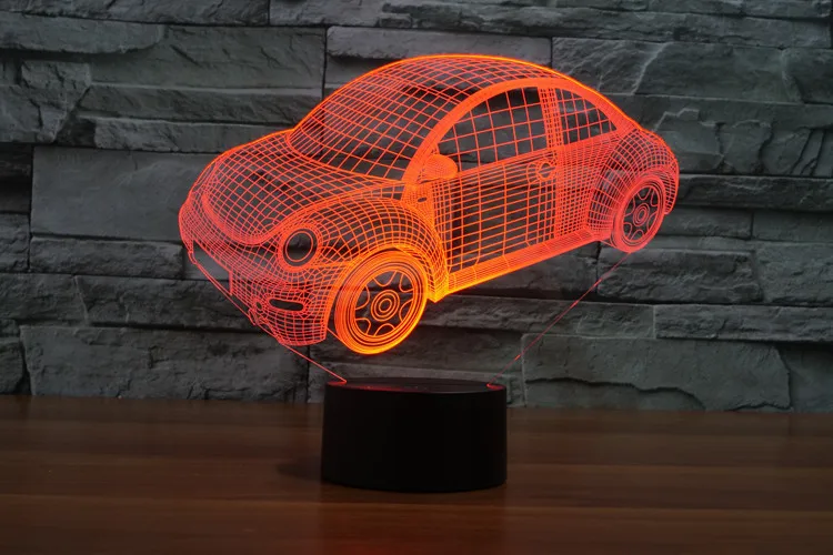 Горячий 7 цветов меняющийся 3D светильник Volkswagen Beetle illusion светодиодный светильник креативная фигурка игрушка Рождественский подарок