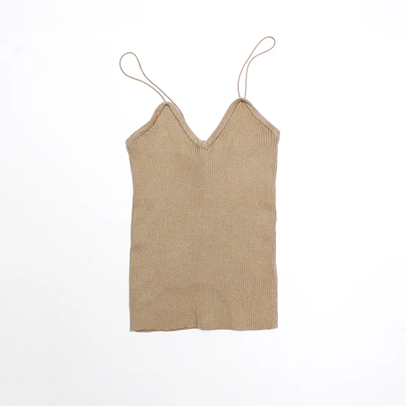 Женские топы Camis High Street Трикотажная майка на бретельках Нижняя отделка топика Blusa