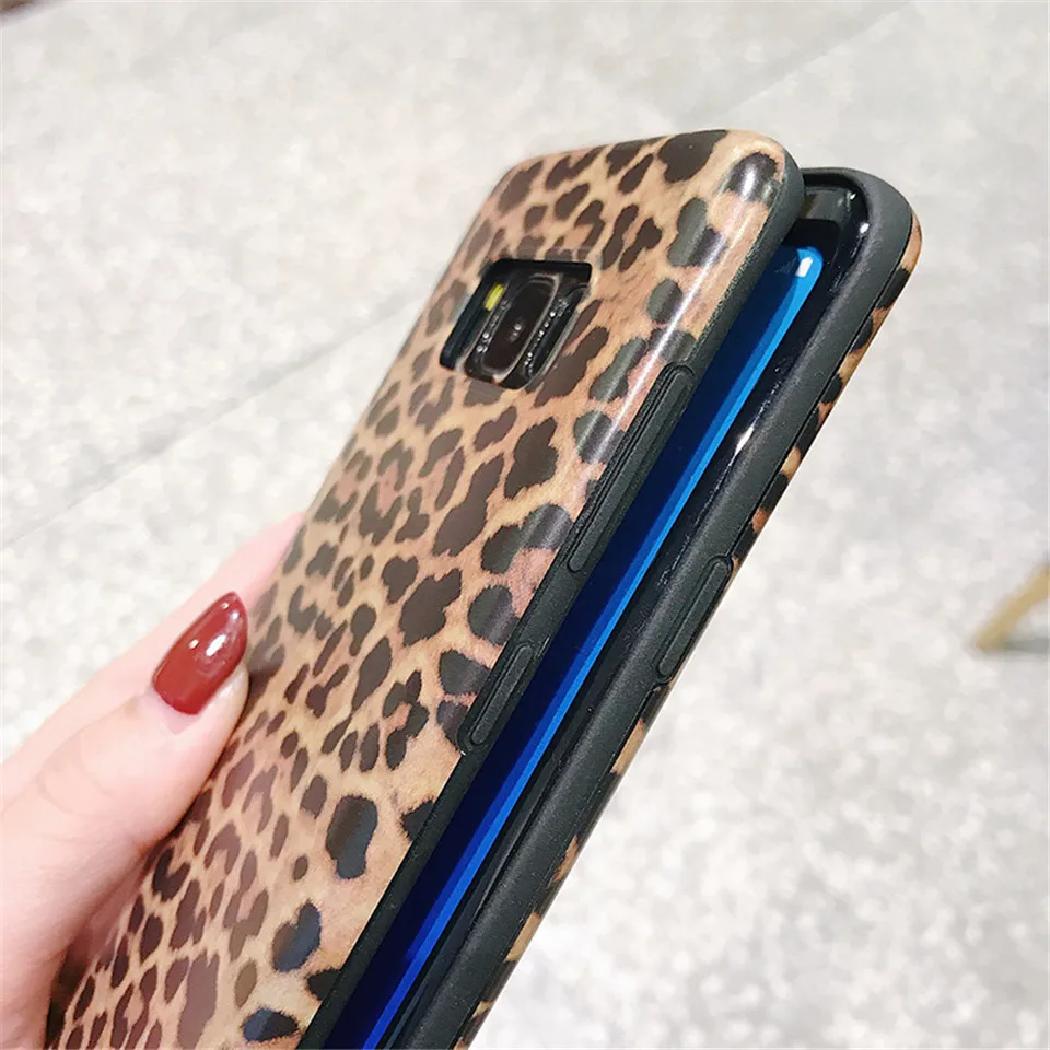 Fashion Leopard Print Phone Case For Samsung Galaxy S8 S8plus S9 Plus NOTE 8 9 Luxury Soft Cover With Lanyard |