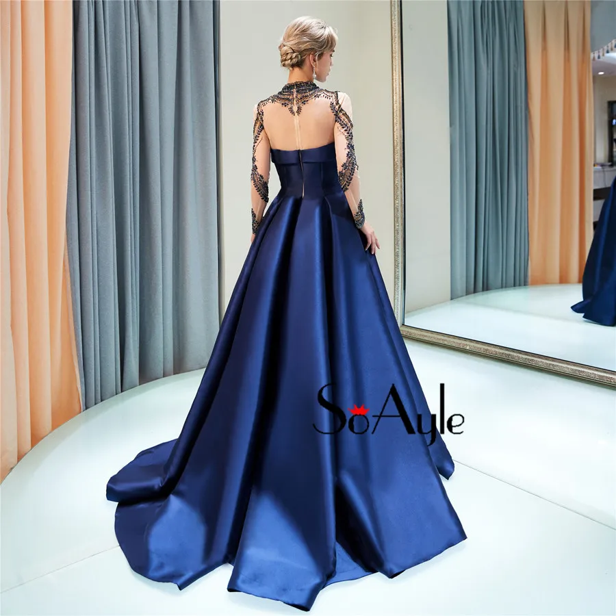 SoAyle Ball Gown Prom Dresses 2019 Beaded Long Sleeves Women's Engagement Dress Arabia Vintage Formal Dresses Custom Made