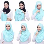 Мусульманский хиджаб из Джерси 85*180 см, женский шарф, мусульманский двойной шарф, хиджаб, Женские Простые шали и обертки