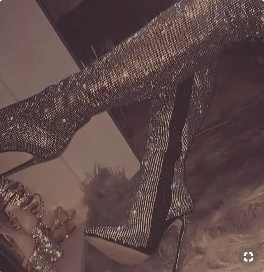 Женские сапоги выше колена на высоком каблуке с острым носком|Ботфорты| |