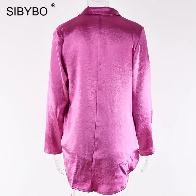 Sibybo Глубокий V Drawstring осенний комплект из двух предметов для женщин с отложным воротником сексуальный женский комплект пальто и шорты Повседневный Женский комплект 2 шт