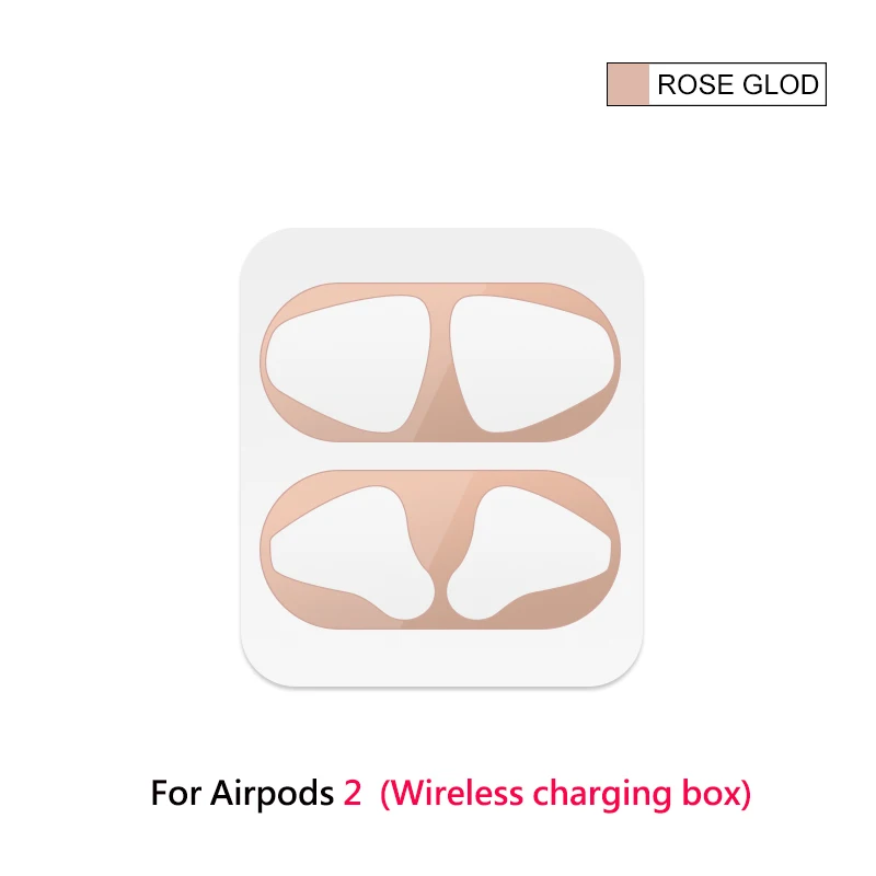 Rose gold Металлическая Пылезащитная наклейка для Airpods 2 Защитная Наклейка с украшениями для Apple Airpods 2nd чехол для зарядки наушников Coque - Цвет: Rose gold