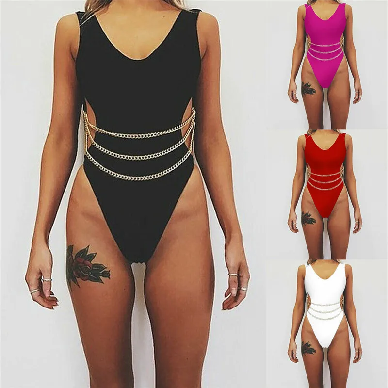 2019 сексуальный женский слитный купальник бандажный треугольный вырез бикини