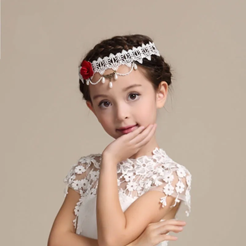 

Girls Hair Accessories Kids Hair Ornaments White Red Flowers Headdress Fairy 2020 Fashion Fairy Wedding Accessories RKA173010