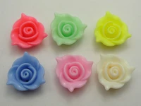 50 mixed pastel color acrylic flower beads charms 20mm flat back