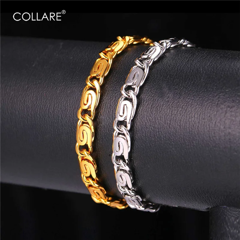 

Collare Snail Link Chain Gold/Silver Color Bracelet Men Jewelry Wholesale 21CM 8'' Bracelets & Bangles Chain Jewelry H632