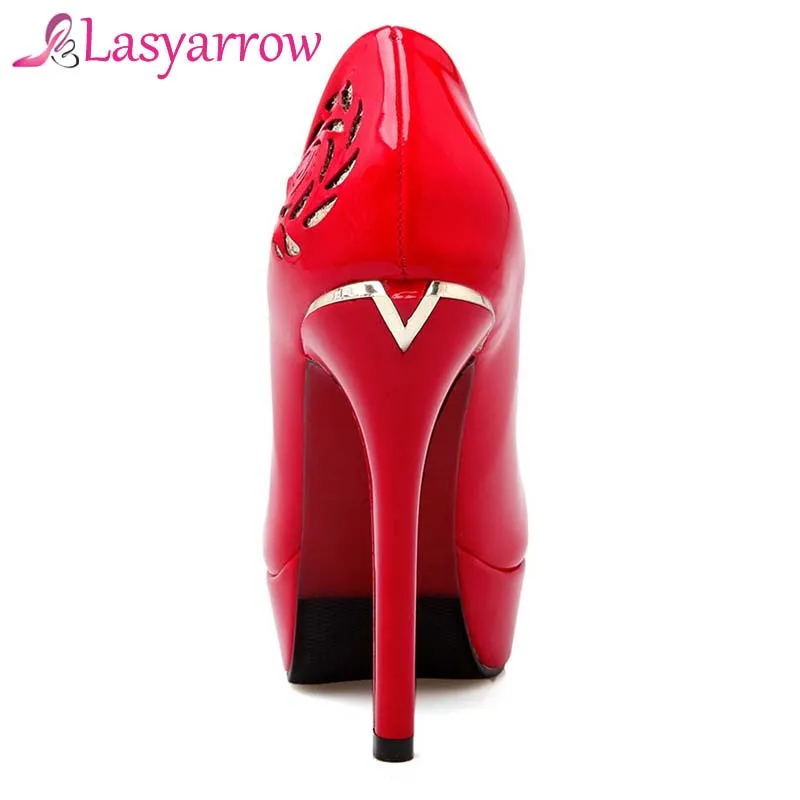 Пикантные свадебные женские туфли Lasyarrow лодочки на платформе и высоком каблуке