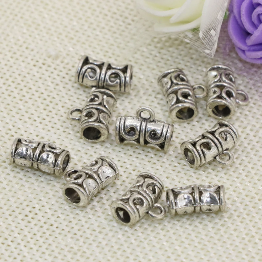 Free shipping charms Tibet silver-color 20pcs elegant tube shape accessories 11*5mm necklace/bracelets jewelry making B2529 | Украшения и