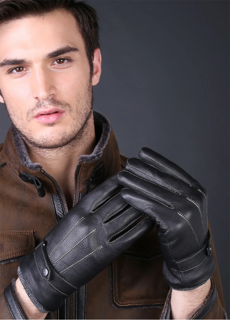 Зимние мужские черные толстые теплые перчатки для верховой езды из 100%