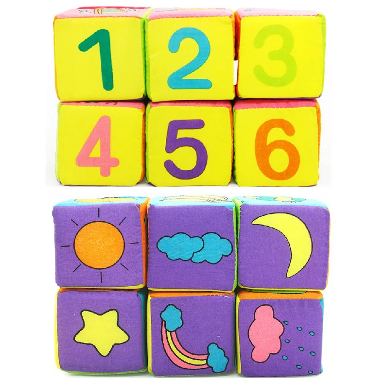 201 6 in 1 Set New Infant Baby Cloth Soft Rattle Building Blocks Educational Toys Toy Cube 15 | Игрушки и хобби