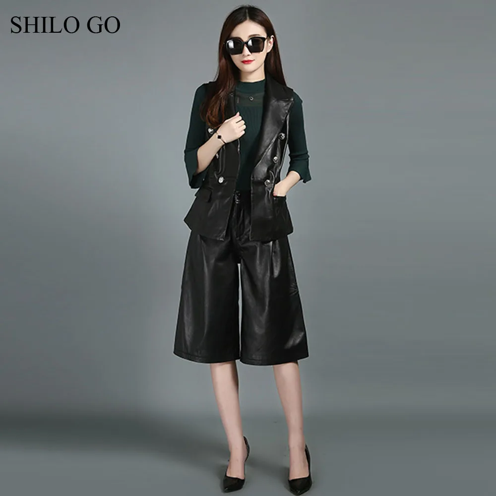 Женские кожаные комплекты SHILO GO Осенний модный костюм из натуральной овечьей