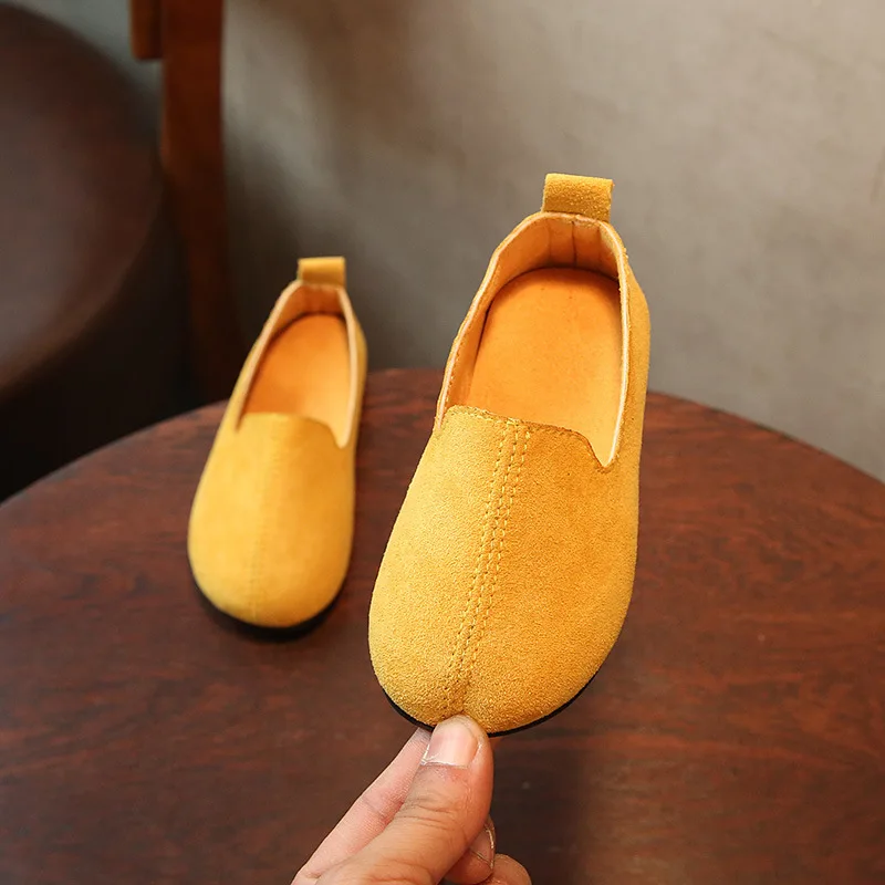 Mumoresip Girls Shoes Slip-on Soft Leather Casual Sneakers Boys Flats Candy Colors Children Kids Comfortable Loafers Flat |