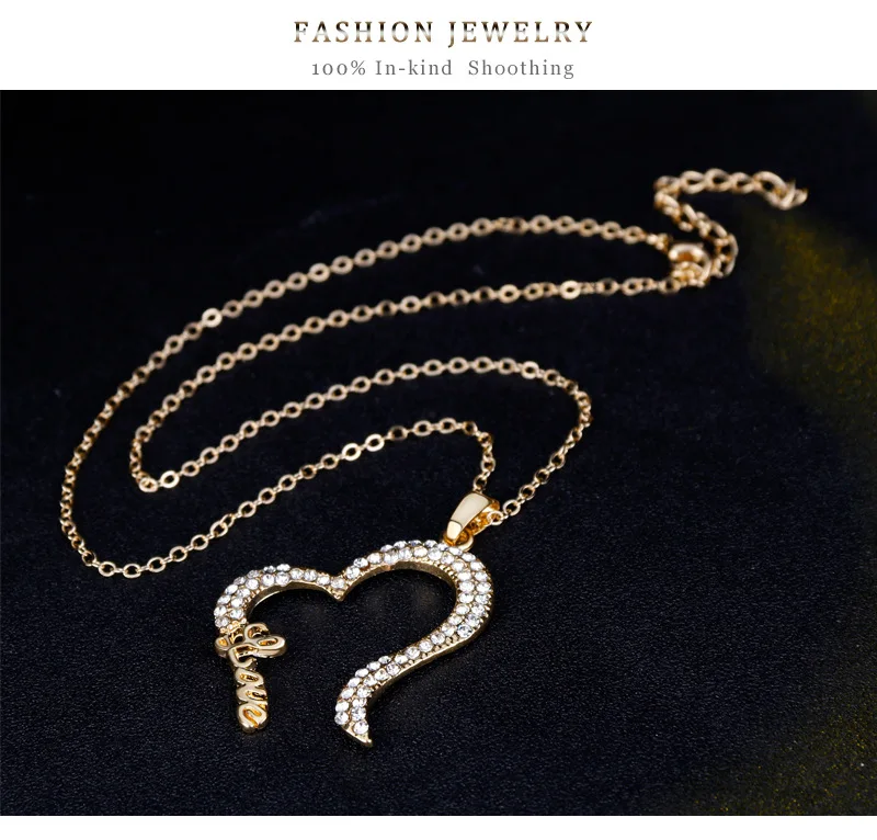 HC Fashion Heart Pendant Necklace Drop Earrings Set Jewelry for Girl Kids Party Gift Vintage Crystal LOVE Letter Children F | Украшения и