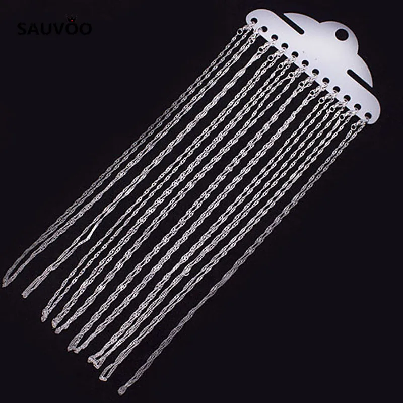 SAUVOO 12 шт./лот цепочки для ожерелья оптом с застежками из Омаров Родий серебряный