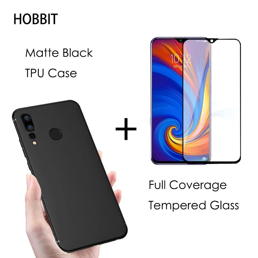 Для lenovo Z5s матовая черная Задняя накладка чехла из ТПУ 0,3 мм 2.5D 9 H черная полная защита экрана из закаленного стекла для lenovo
